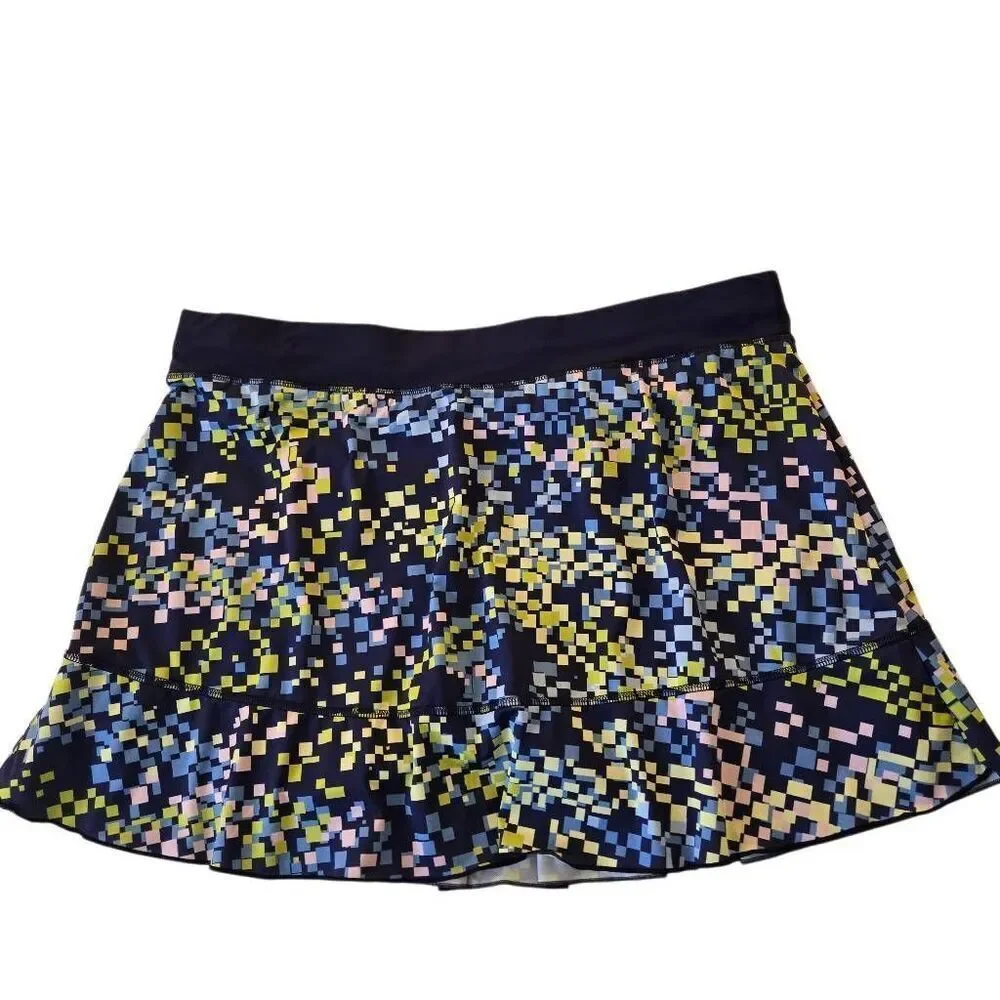 Sofibella Womens Mixed Pixel UV Navy Pink Tennis Pickleball Athletic Skort 2X
